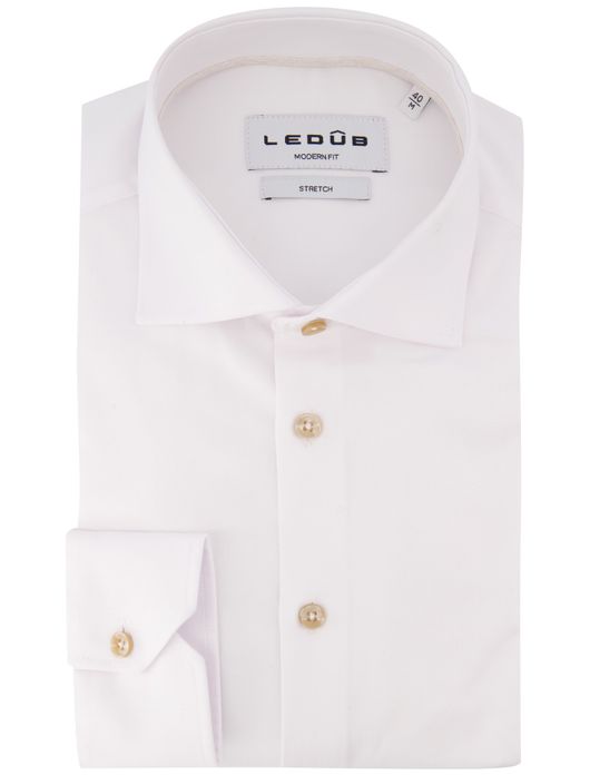 Ledub modern fit stretch overhemd wit