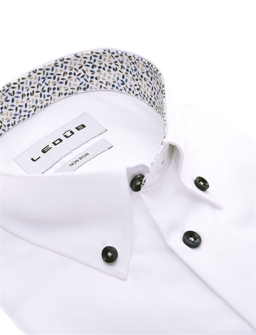 Ledub overhemd effen wit mouwlengte 7 normale fit