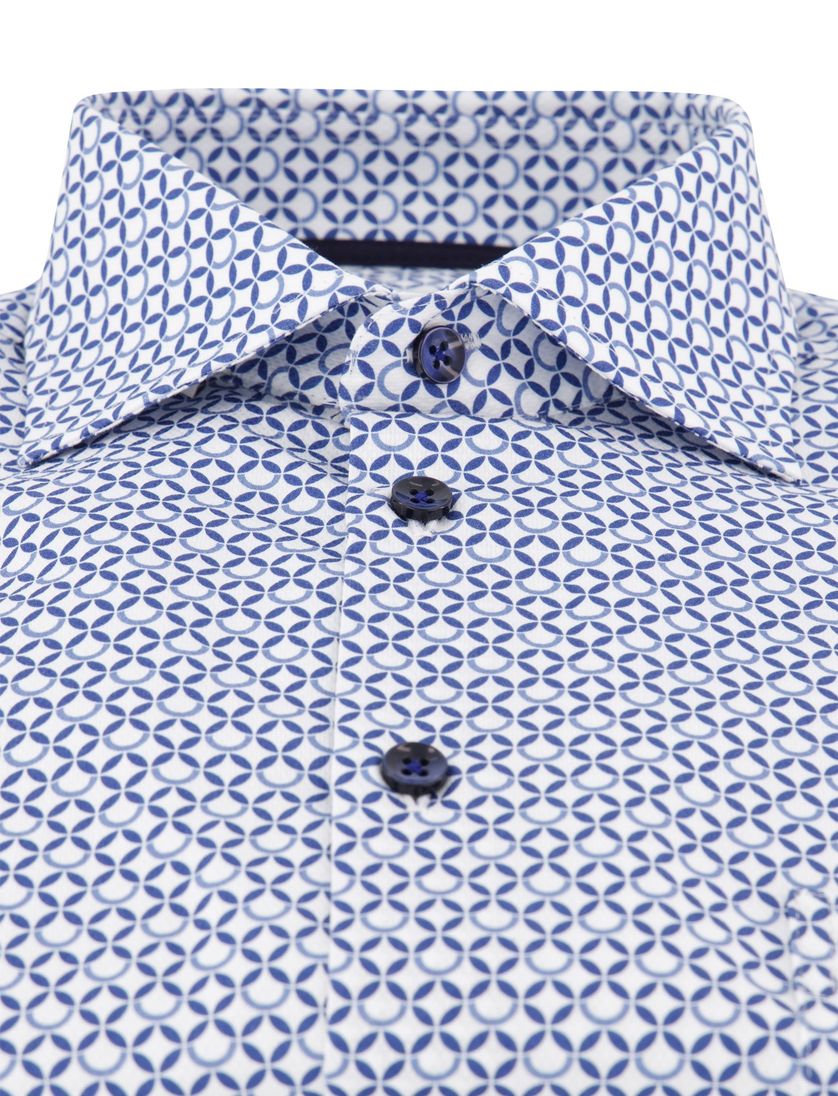 Ledub modern fit blauw geprint katoen ML7 wide spread boord