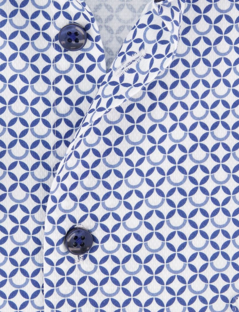 Ledub modern fit blauw geprint katoen ML7 wide spread boord