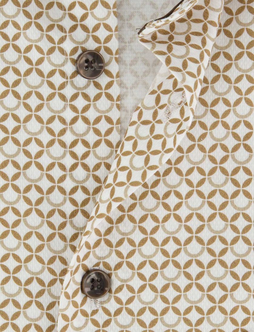 Bruin patroon Ledub Modern Fit overhemd ml 7