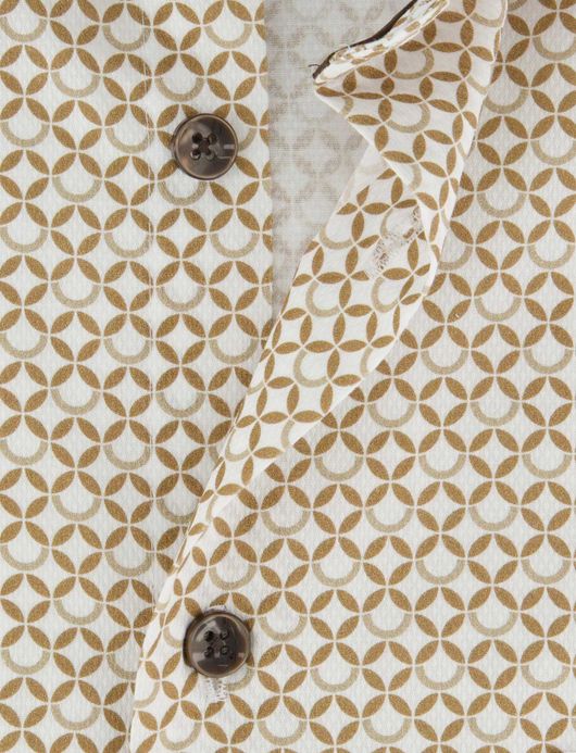 Overhemd Ledub Modern Fit ml 7 geprint bruin katoen