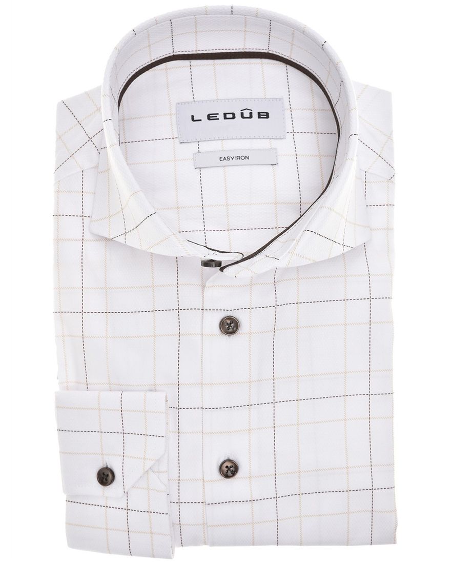 Ledub overhemd wit geruit mouwlengte 7
