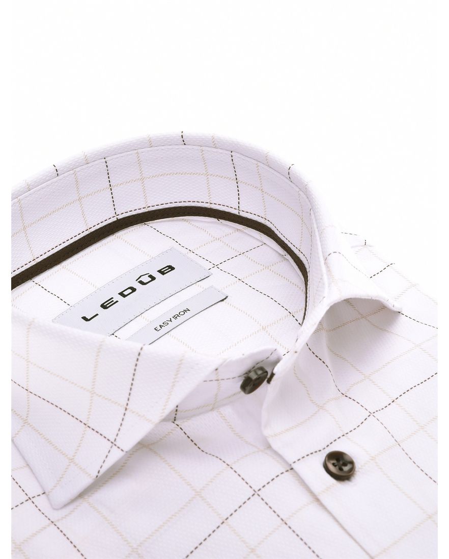 Ledub overhemd wit geruit mouwlengte 7