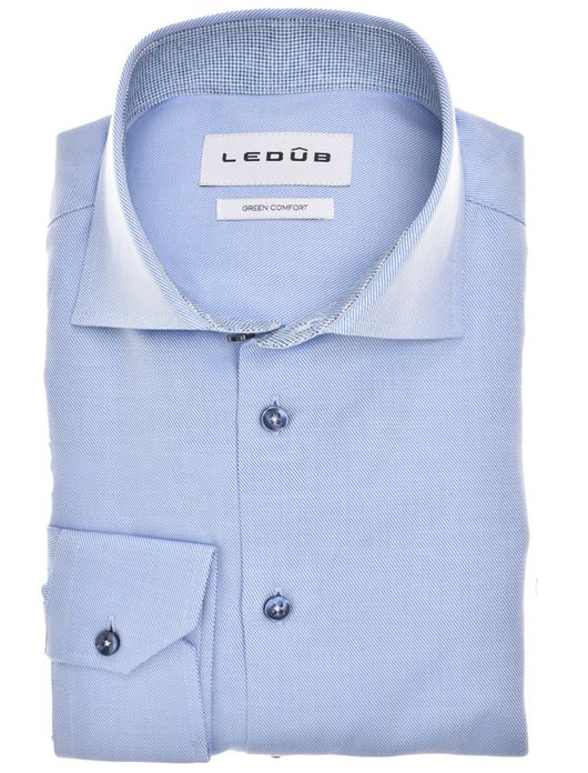 Ledub overhemd mouwlengte 7 lichtblauw effen