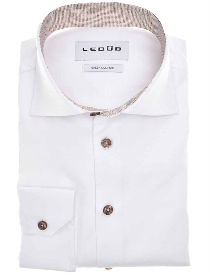 Ledub overhemd mouwlengte 7 katoen wit effen