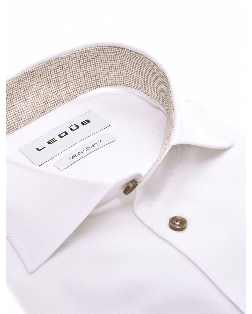 Ledub overhemd effen wit mouwlente 7 katoen