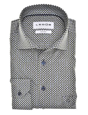 Ledub overhemd mouwlengte 7 Ledub Modern Fit New blauw groen