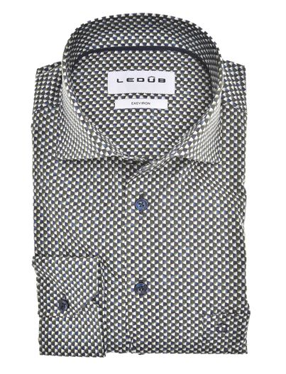 Ledub overhemd mouwlengte 7 Ledub Modern Fit New blauw groen