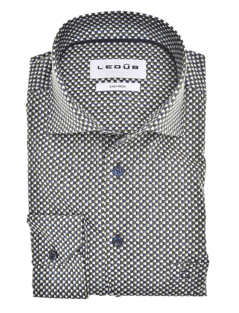 overhemd mouwlengte 7 Ledub Modern Fit New blauw groen
