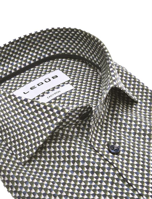 overhemd mouwlengte 7 blauw groen Ledub Modern Fit New