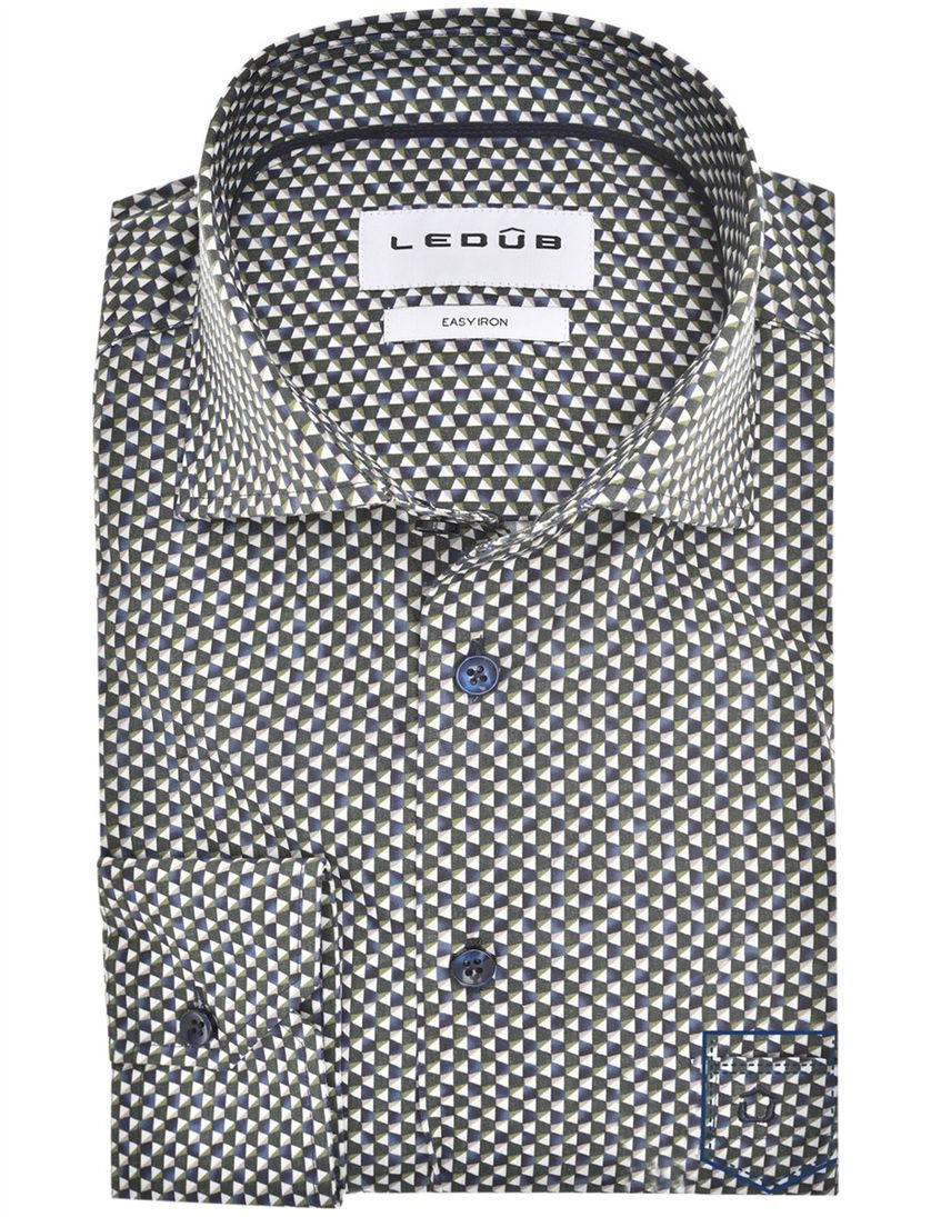 Ledub overhemd geprint donkerblauw mouwlengte 7