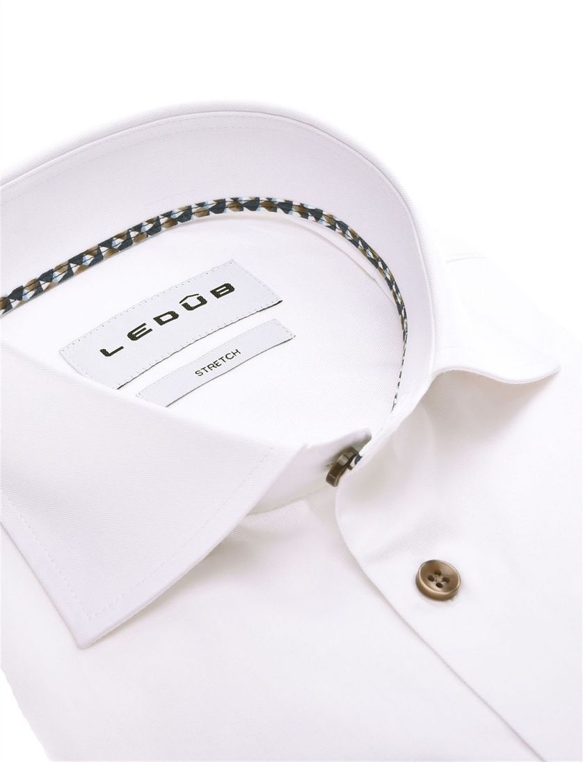 Mouwlengte 7 overhemd Ledub Modern Fit wit stretch