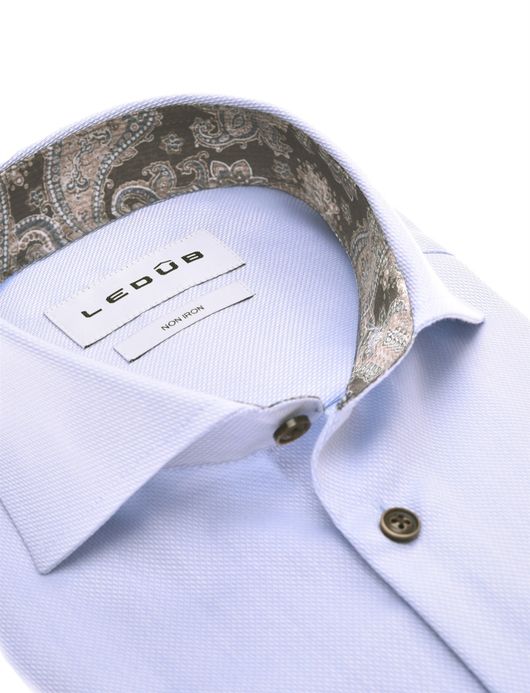 Ledub overhemd effen strijkvrij blauw
