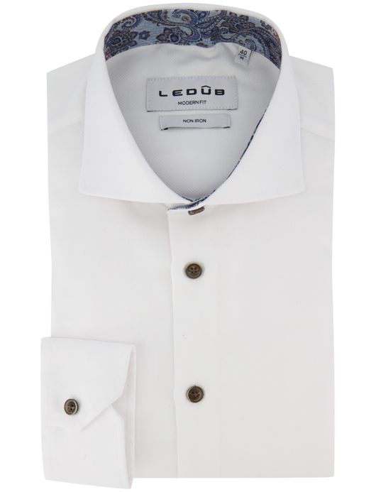 Ledub overhemd wit effen