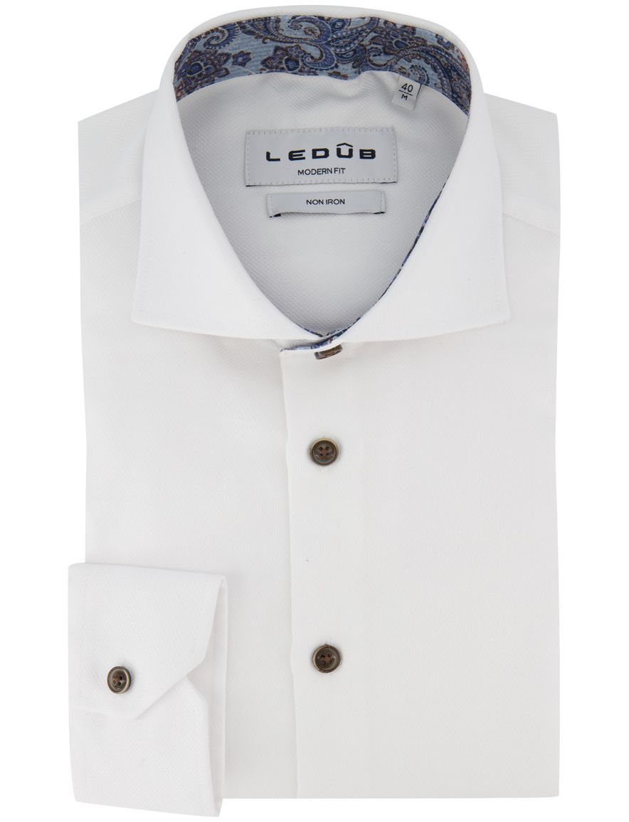 Ledub overhemd wit katoen effen