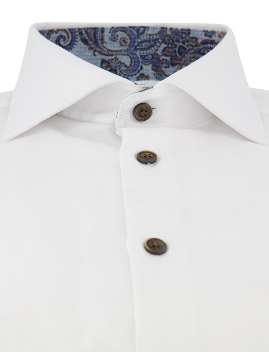 Ledub overhemd wit effen