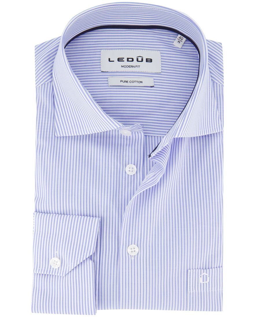 Ledub overhemd lichtblauw katoen