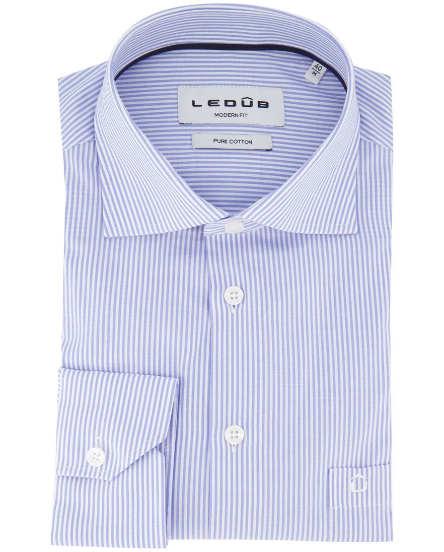 Ledub overhemd lichtblauw katoen