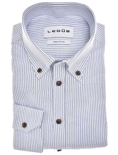 Ledub overhemd mouwlengte 7 blauw Ledub Modern Fit New