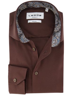Ledub Ledub overhemd bruin effen