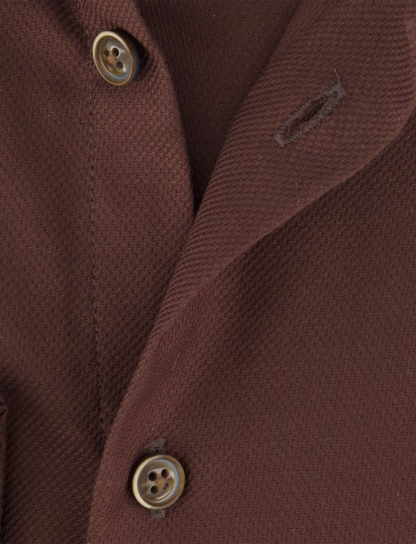 Ledub overhemd bruin katoen effen
