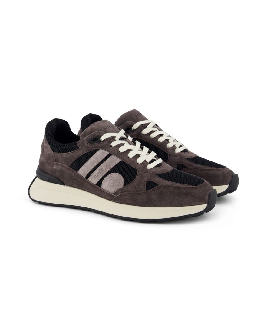 Blackstone effen bruin zwart sneakers suede