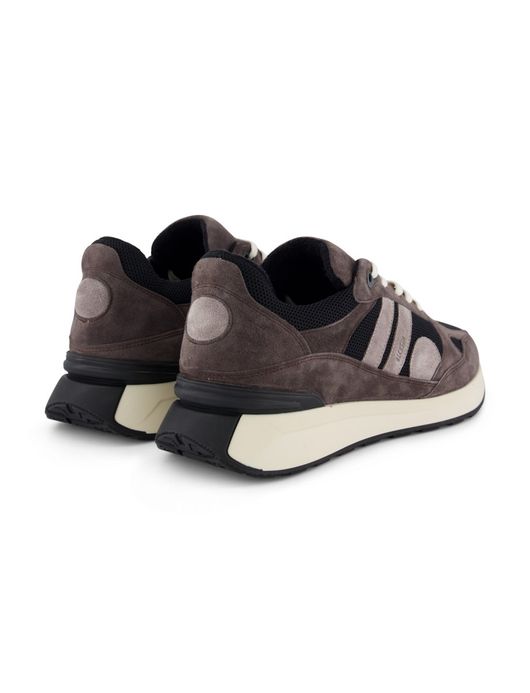 Blackstone effen bruin zwart sneakers suede