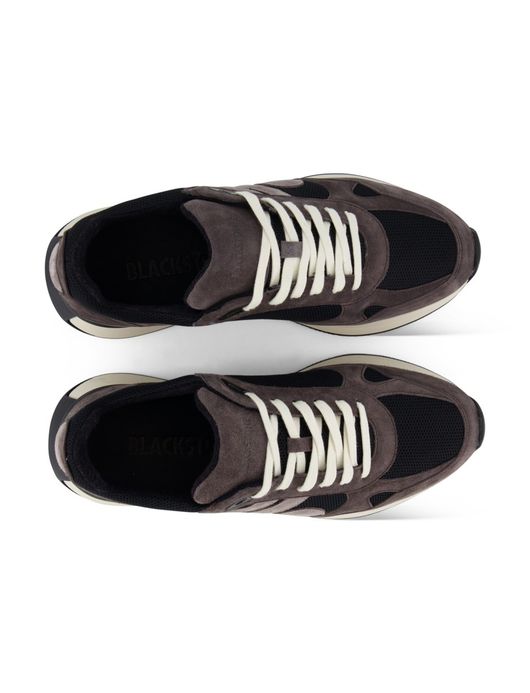 Blackstone effen bruin zwart sneakers suede