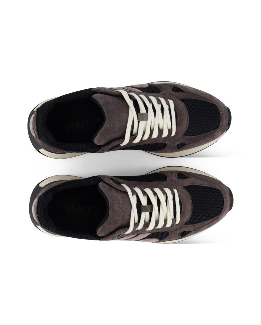 Blackstone effen bruin zwart sneakers suede