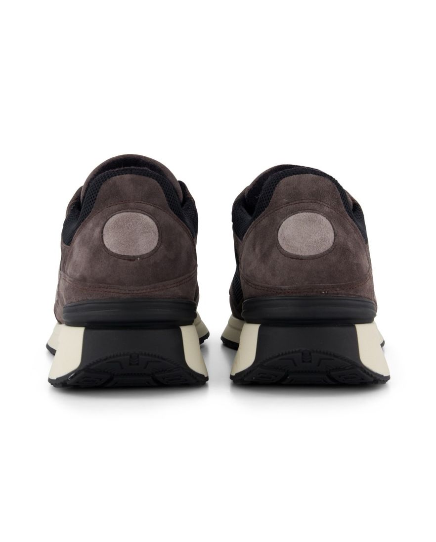 Blackstone effen bruin zwart sneakers suede