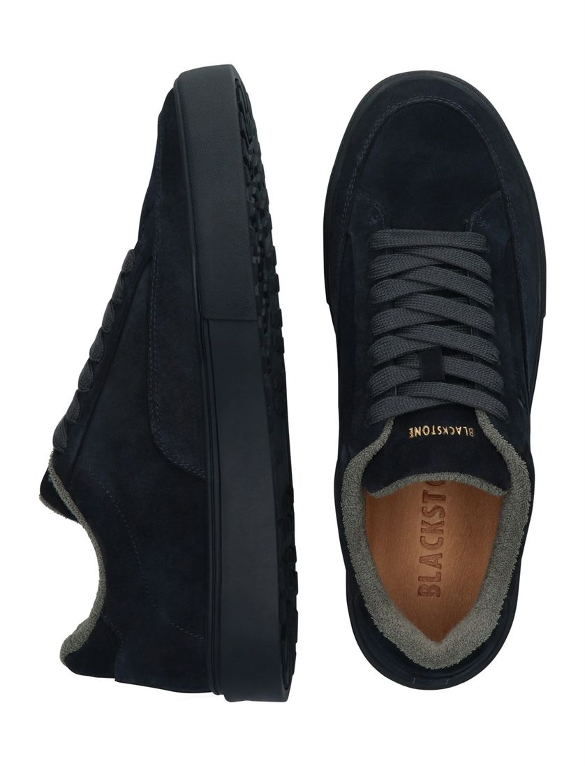 sneakers Blackstone donkerblauw effen suede, leer en rubber