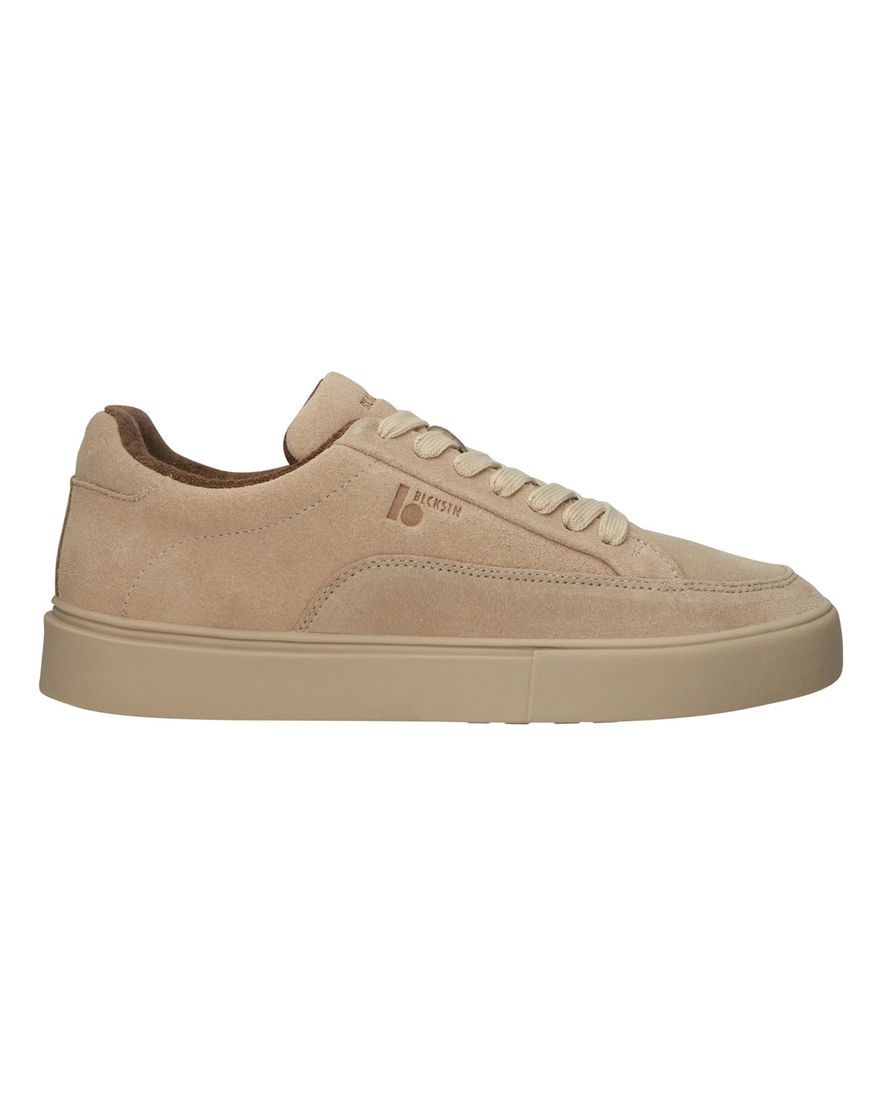 Blackstone lage sneakers beige effen rubber, leer en suede