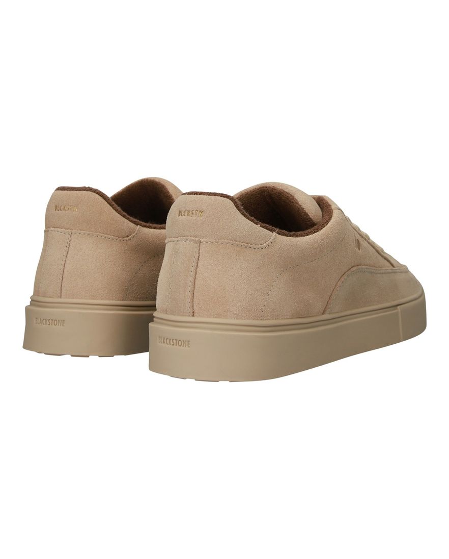 Blackstone lage sneakers beige effen rubber, leer en suede
