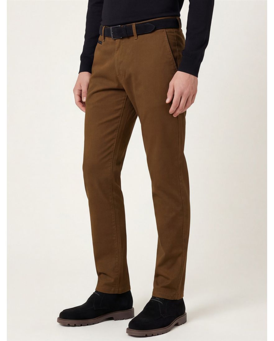 Gardeur normale fit benny pantalon bruin effen katoen