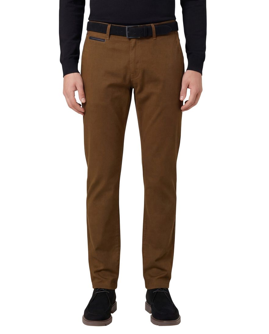 Gardeur normale fit benny pantalon bruin effen katoen