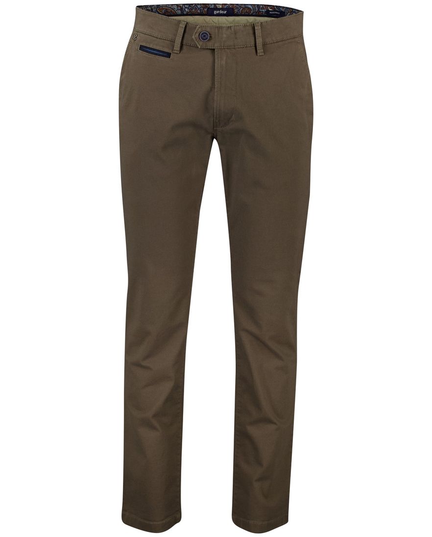 Gardeur normale fit benny pantalon donkerbruin effen