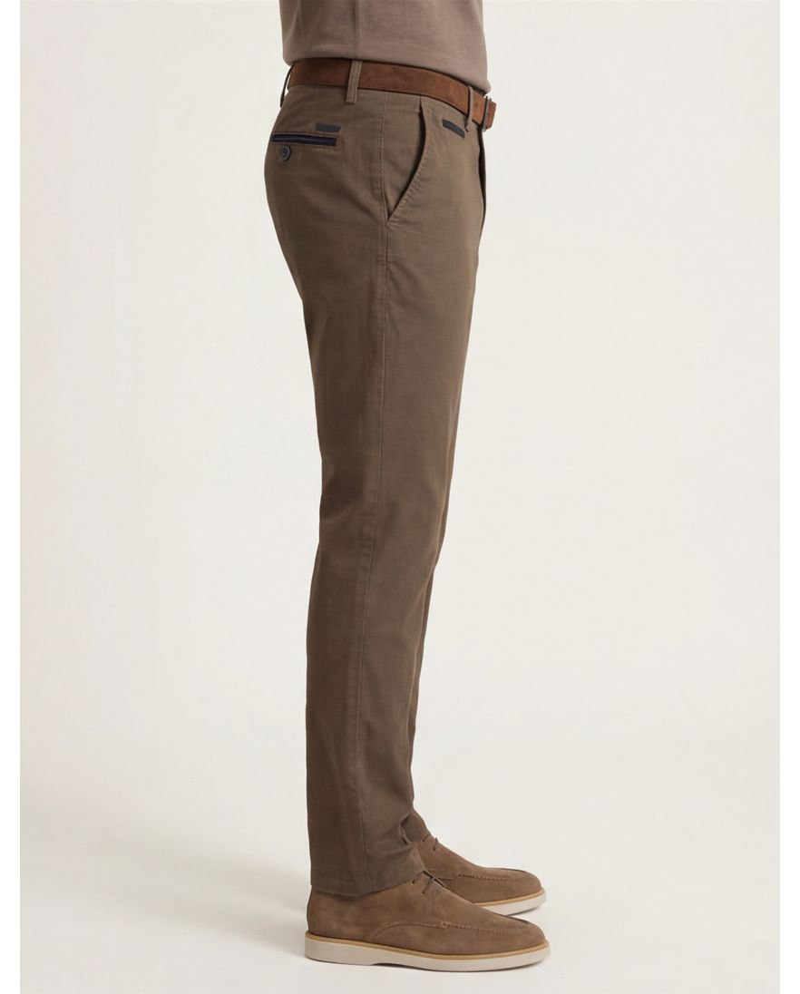 Gardeur normale fit benny pantalon donkerbruin effen