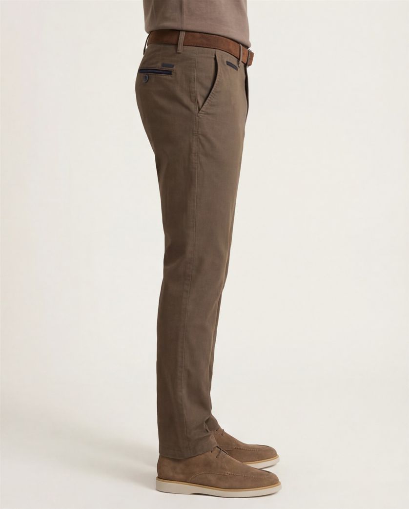 katoenen Gardeur normale fit benny pantalon donkerbruin