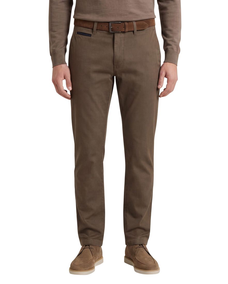 Gardeur normale fit benny pantalon donkerbruin effen