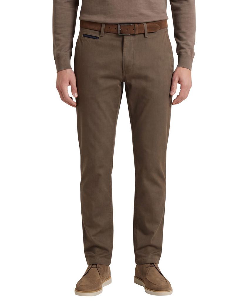 katoenen Gardeur normale fit benny pantalon donkerbruin