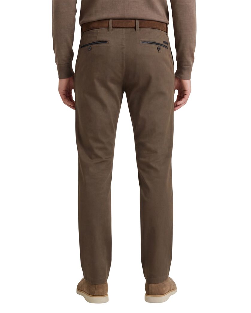 katoenen Gardeur normale fit benny pantalon donkerbruin