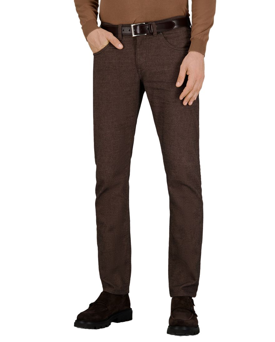 Gardeur pantalon katoen bruin effen normale fit