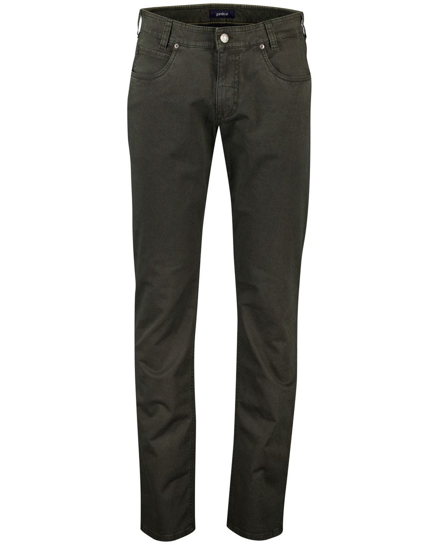 Gardeur Pantalon Bill 5-p groen katoen normale fit