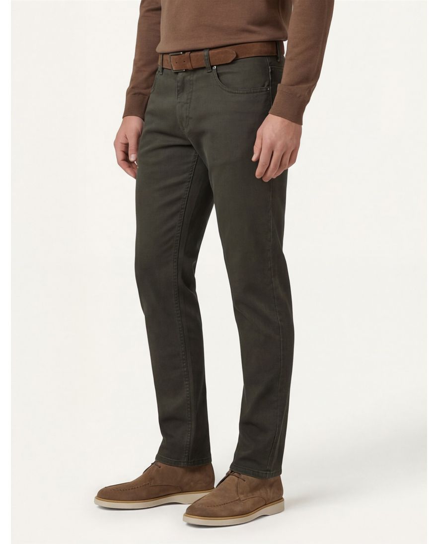 Gardeur Pantalon Bill 5-p groen katoen normale fit