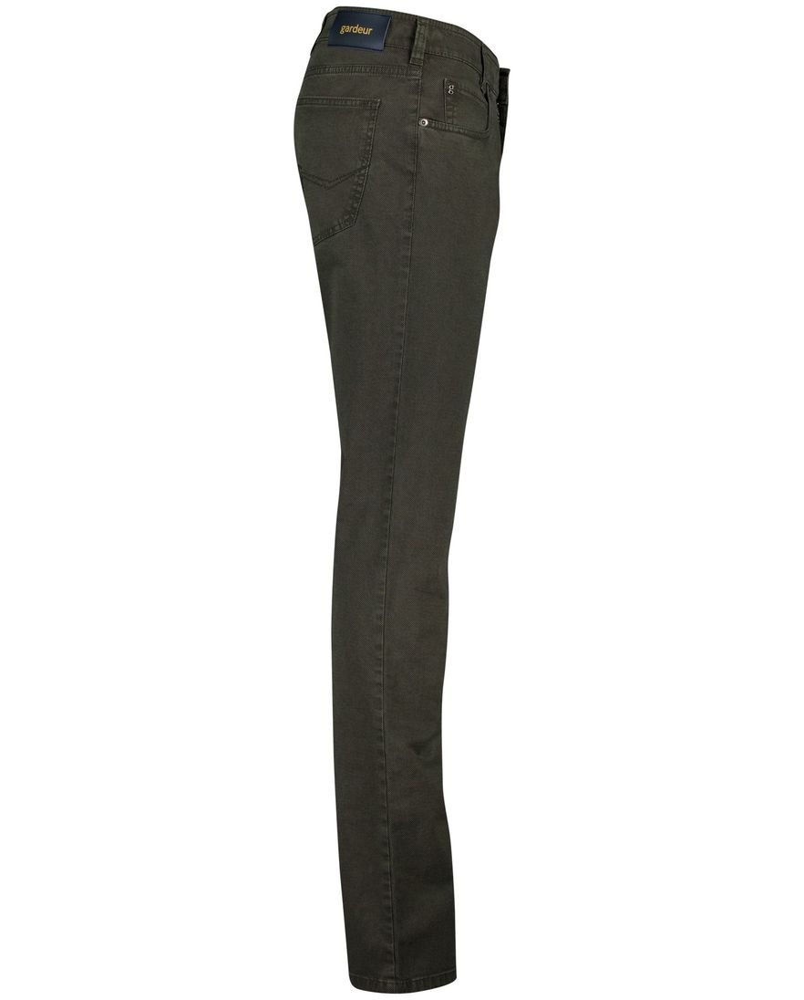Gardeur Pantalon Bill 5-p groen katoen normale fit