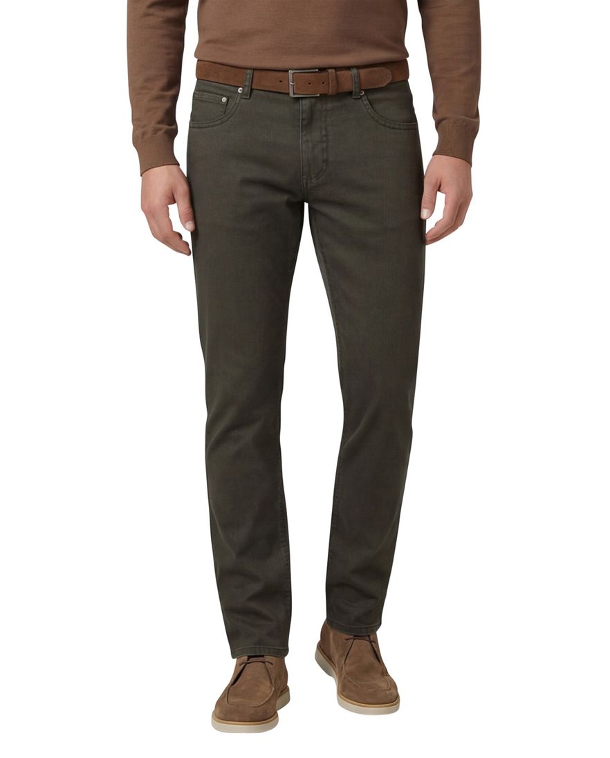 Gardeur Pantalon Bill 5-p groen katoen normale fit