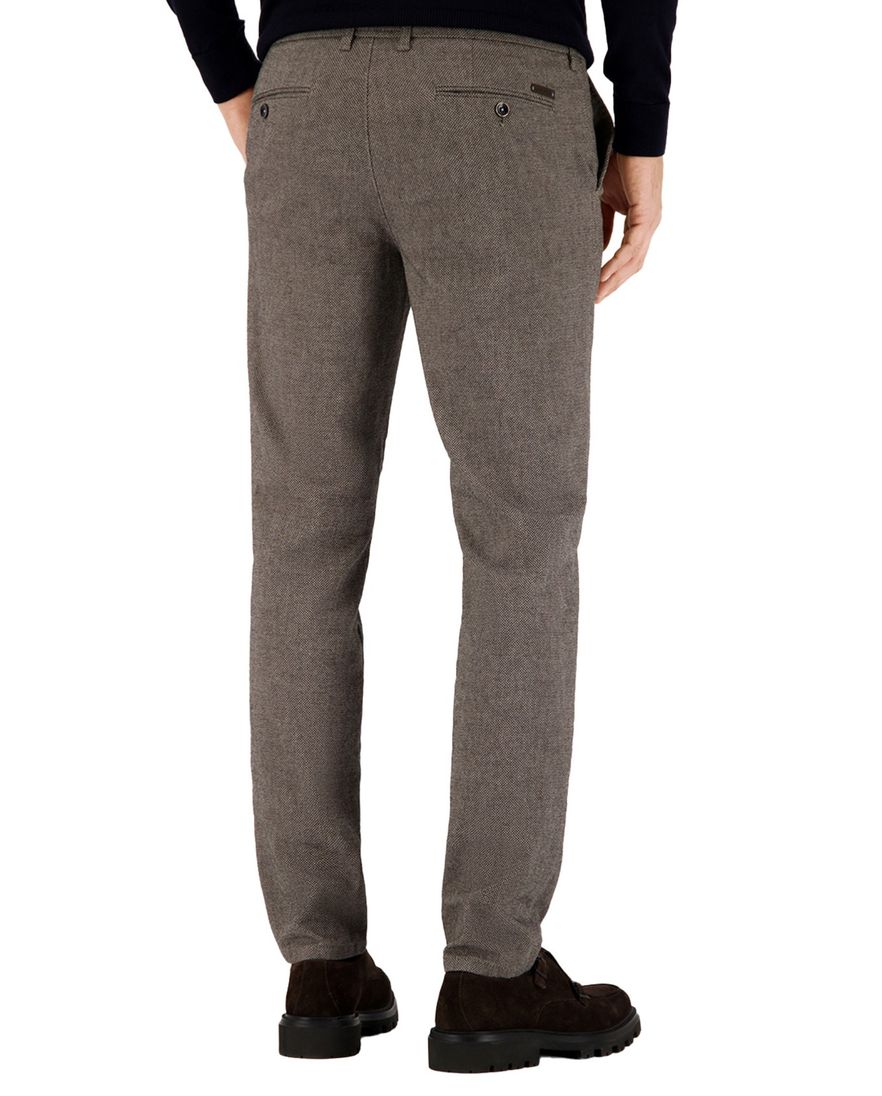 Gardeur pantalon bruin modern fit katoen gemeleerd