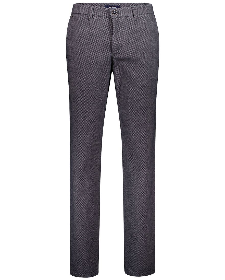 Gardeur katoenen broek grijs effen normale fit