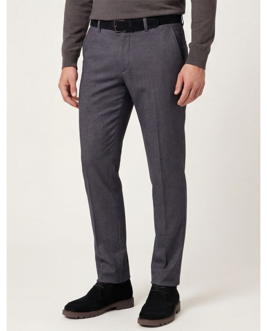 Gardeur katoenen broek grijs effen normale fit